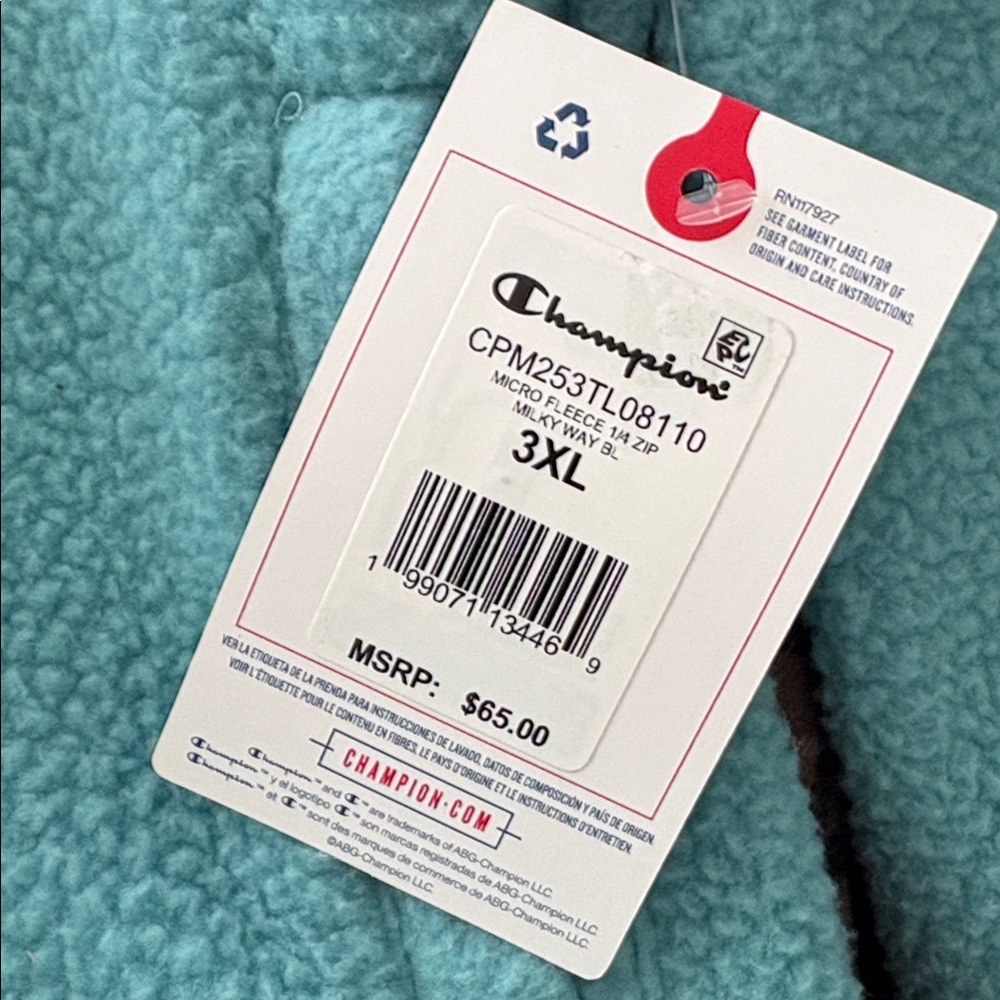 Champion Men's Micro Fleece 1/4 Zip Pullover Milky Way Blue NWT - Picture 6 of 15